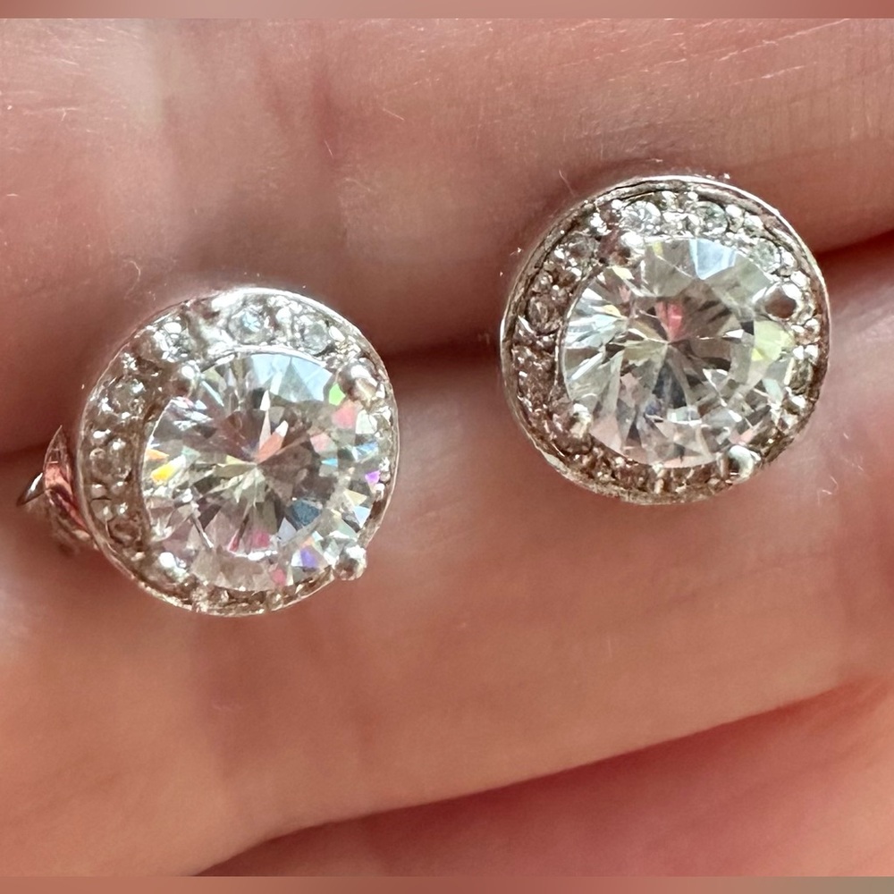 Sterling silver cz diamond stud earrings